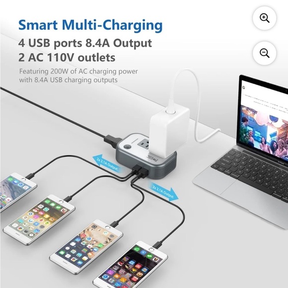 FOVAL Universal Travel Adapter 220V to 110V Voltage Converter with 4-Port NIB - Picture 9 of 10